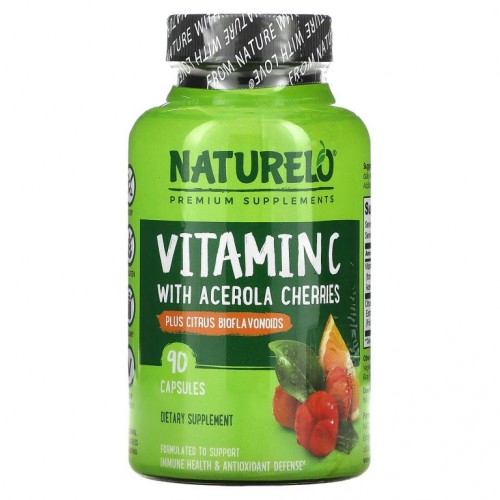 NATURELO, 아세로라 체리 플러스 감귤류 바이오폴라보노이드가 함유된 비타민C, 90정