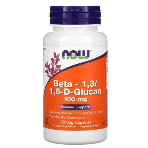 NOW Foods, 베타-1,3/1,6-D-글루칸, 100mg, 베지 캡슐 90정
