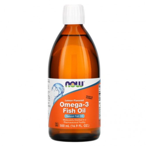 NOW Foods, 오메가-3 피쉬 오일, 레몬 맛, 16.9 액량 온스 (500 ml)