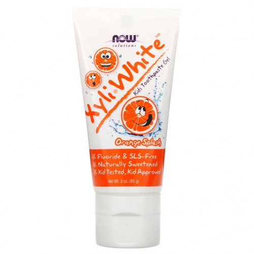 NOW Foods, 자일리 화이트, 어린이용 치약 젤, 오렌지 스플래시, 3 oz (85 g)