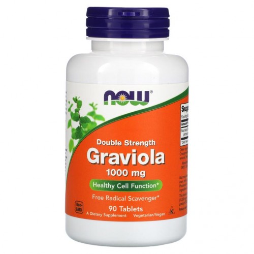NOW Foods, 그라비올라, 더블 스트렝스, 1,000mg, 90정