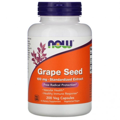 NOW Foods, 포도씨, 표준화 추출물, 100mg, 베지 캡슐 200정