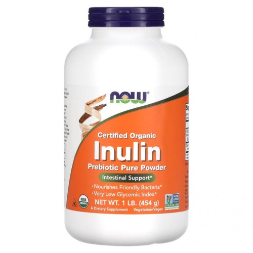 NOW Foods, 유기농 인증 이눌린, 프리바이오틱 순수 분말, 454g(1lb)