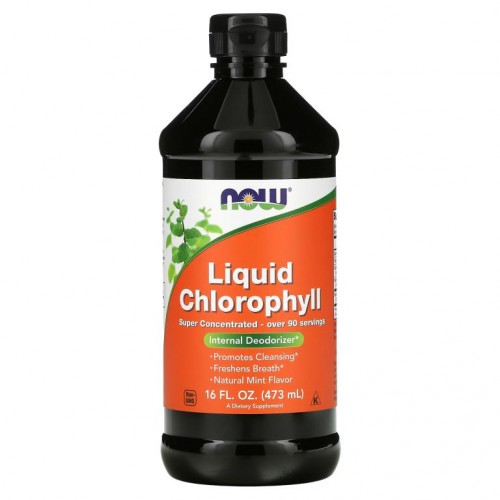 NOW Foods, 액상 엽록소, 천연 민트 향, 473ml(16fl oz)