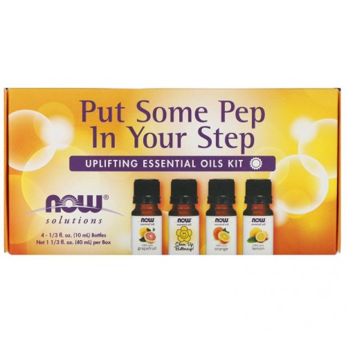 NOW Foods, 활력 충전 오일 세트, 업리프팅 에센셜 오일 키트, 4 병, 1/3 액량 온스 (10ml)