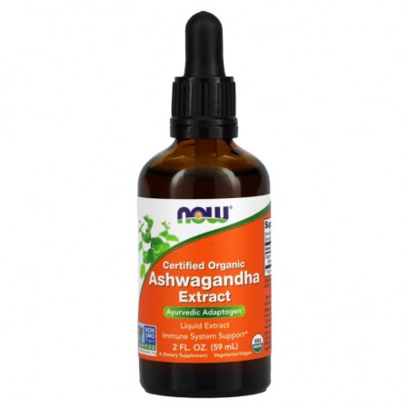 NOW Foods, 유기농 인증, 아슈와간다 추출물, 59ml (2 fl oz)