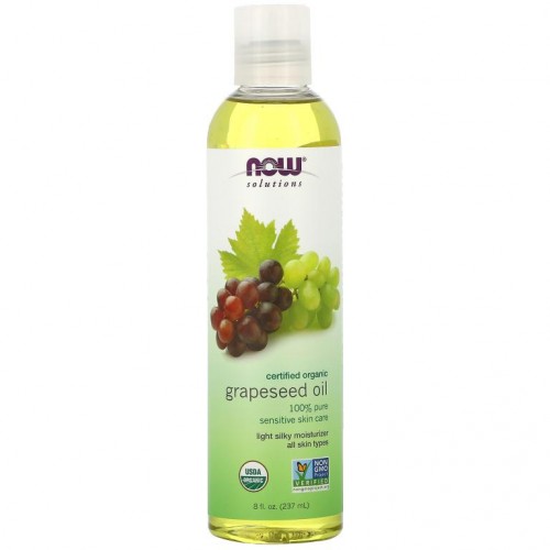 NOW Foods, 솔루션, 유기농 포도씨 오일, 8 fl oz (237 ml)