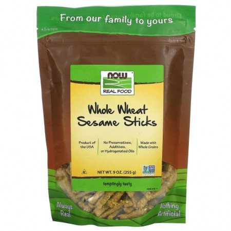 NOW Foods, 리얼 푸드, 통밀 깨 막대, 9 온스 (255g)