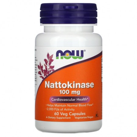 NOW Foods, 나토키나아제, 100mg, 베지 캡슐 60정