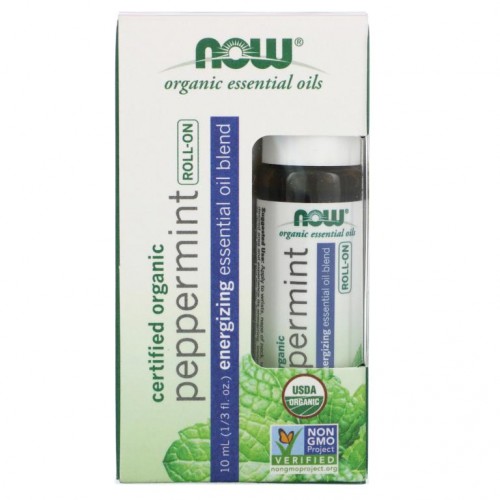 NOW Foods, 유기농 인증 페퍼민트 롤온, 10ml(1/3fl oz)