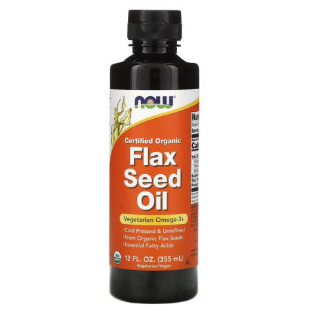 NOW Foods, 유기농 인증 아마씨 오일, 12 fl oz (355 ml)