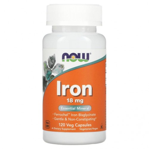 NOW Foods, 철분, 18mg, 베지 캡슐 120정