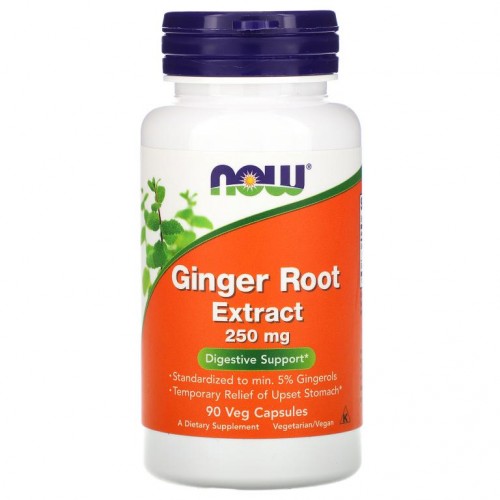 NOW Foods, 생강 뿌리추출물, 250mg, 베지 캡슐 90정