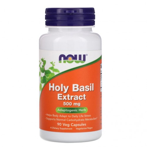 NOW Foods, 홀리 바질 추출물, 500 mg, 채소 캡슐 90정