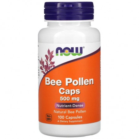 NOW Foods, 벌 꽃가루 캡슐, 500mg, 캡슐 100정