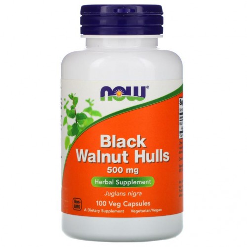 NOW Foods, 흑호두 껍질, 500mg, 베지 캡슐 100정