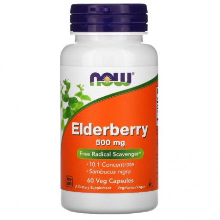 NOW Foods, 엘더베리, 500mg, 베지 캡슐 60정