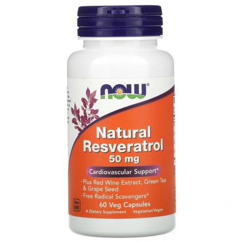 NOW Foods, 천연 레스베라트롤, 50 mg, 60 야채 캡슐