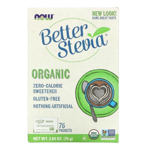 NOW Foods, 유기농, BetterStevia, 제로 칼로리 감미료, 75팩, 75g (2,65 oz)