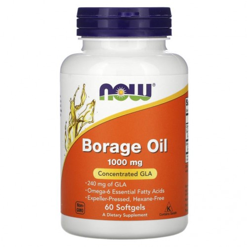 NOW Foods, 보리지 오일, 농축 GLA, 1,000mg, 소프트젤 60정
