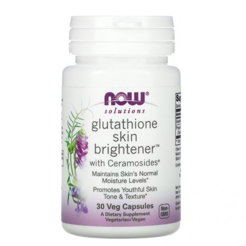 NOW Foods, 솔루션즈, Glutathione Skin Brightener, 베지 캡슐 30정