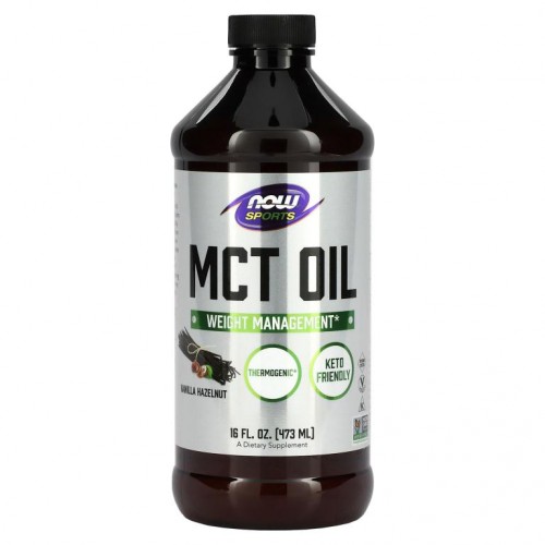 NOW Foods, 스포츠, MCT 오일, 바닐라 헤이즐넛, 473ml (16 fl oz)