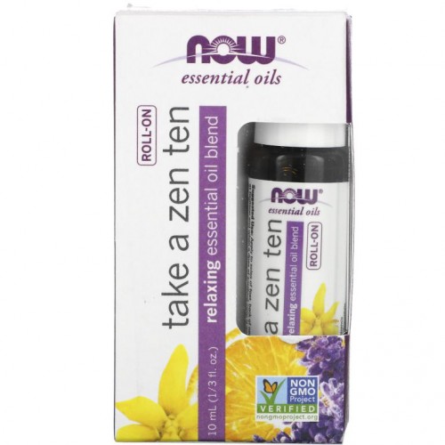 NOW Foods, 에센셜 오일, 테이크 어 젠 텐 롤온, 10ml(1/3fl oz)
