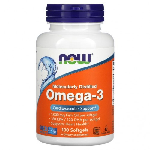 NOW Foods, 오메가3, EPA 180/DHA 120, 소프트젤 100정