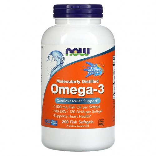 NOW Foods, 오메가3, EPA 180/DHA 120, 피쉬 소프트젤 200정