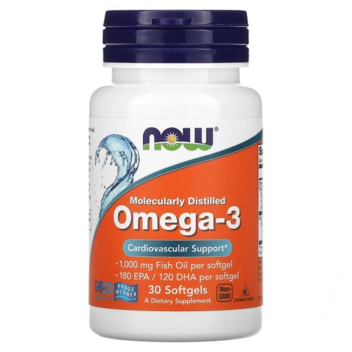 NOW Foods, 오메가3, EPA 180/DHA 120, 소프트젤 30정