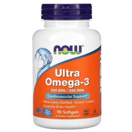 NOW Foods, 울트라 오메가3, EPA 500/DHA 250, 장용성 소프트젤 90정