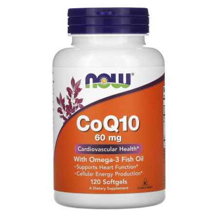 NOW Foods, 오메가3 피쉬 오일이 함유된 CoQ10, 60mg, 120 소프트젤
