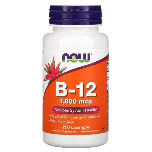 NOW Foods, B-12, 1,000mcg, 사탕 정제 250정