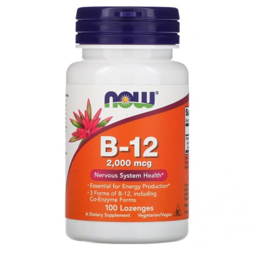 NOW Foods, B-12, 2,000mcg, 사탕 정제 100정
