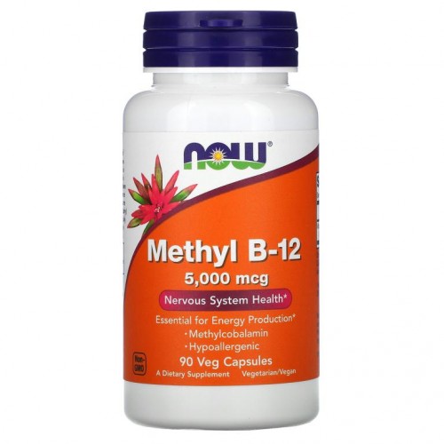 NOW Foods, 메틸 B-12, 5,000mcg, 식물성 캡슐 90 정