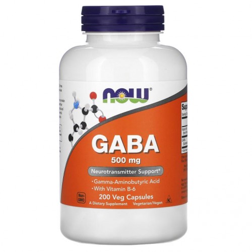 NOW Foods, 비타민B-6 함유 GABA, 500mg, 베지 캡슐 200정