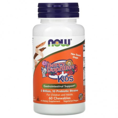 NOW Foods, BerryDophilus, 어린이용, 20억, 츄어블 60정