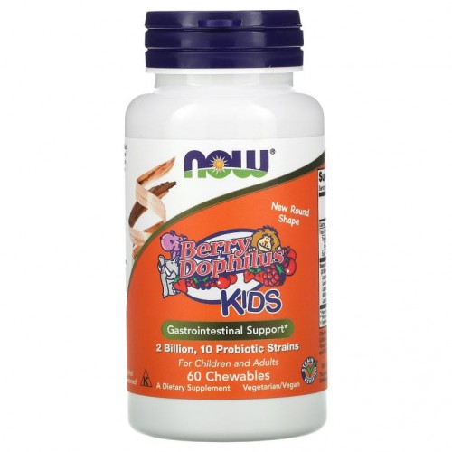 NOW Foods, BerryDophilus, 어린이용, 20억, 츄어블 60정