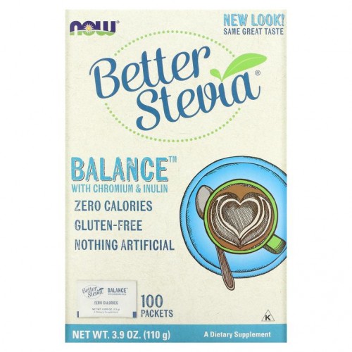 NOW Foods, Better Stevia, 크로뮴 & 이눌린으로 밸런스 유지, 100봉, 각 1.1g