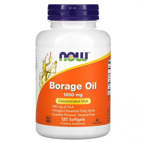 NOW Foods, 보리지 오일 (Borage Oil), 최고 GLA 농축, 1000 mg, 120 소프트 젤