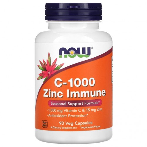 NOW Foods, C-1000 Zinc Immune, Seasonal Support Formula, 90 Veg Capsules