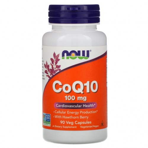 NOW Foods, CoQ10, 산사나무 열매 함유, 100mg, 베지 캡슐 90정