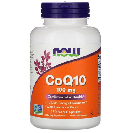NOW Foods, 산사나무 베리 함유 CoQ10, 100mg, 베지 캡슐 180정