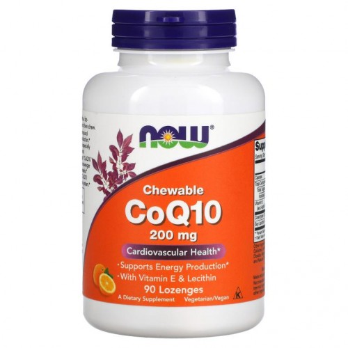 NOW Foods, 츄어블 CoQ10, 200mg, 사탕 정제 90정