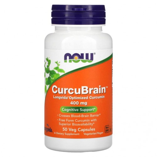 NOW Foods, CurcuBrain, 인지력 지원, 400mg, 베지 캡슐 50정
