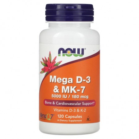 NOW Foods, 메가D-3 및 MK-7, 120정
