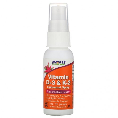 NOW Foods, 비타민D3 및 K2, 리포소말 스프레이, 59ml(2fl oz)