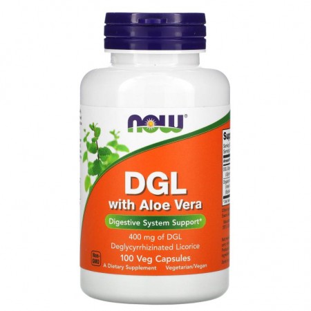 NOW Foods, DGL 알로에베라 함유, 400mg, 베지 캡슐 100정