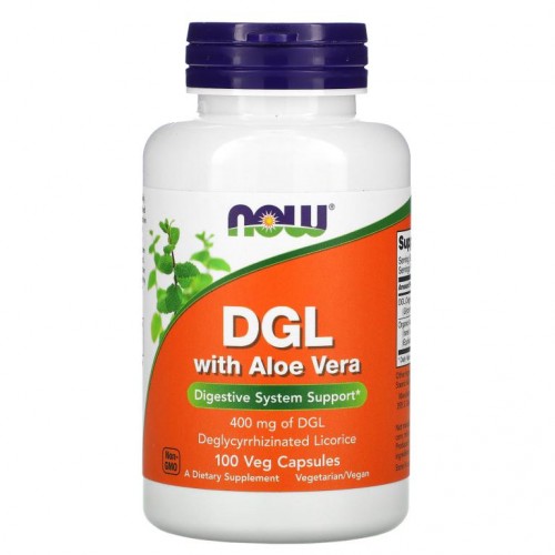 NOW Foods, DGL 알로에베라 함유, 400mg, 베지 캡슐 100정