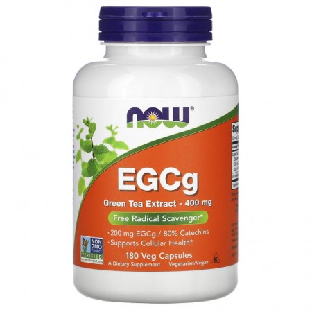 NOW Foods, EGCg, 녹차추출물, 400mg, 베지 캡슐 180정